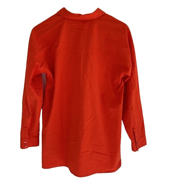 Eileen Fisher Tunic Top Size Small Coral Button Front Organic Cotton Blouse - Picture 6 of 6